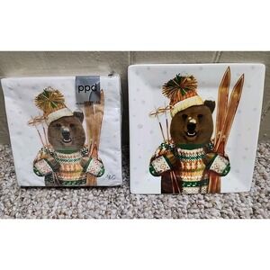 Paperproducts Design PPD Jean‎ Claude Ski Bear Beverage Napkins & Plate Set New